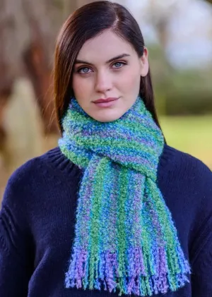 Mucros Mohair Scarf | Green Blue Purple