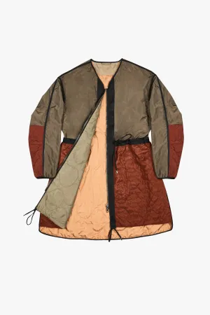 Silk Nylon Quilt Parka - Peat & Russett / Peat & Burnt Orange