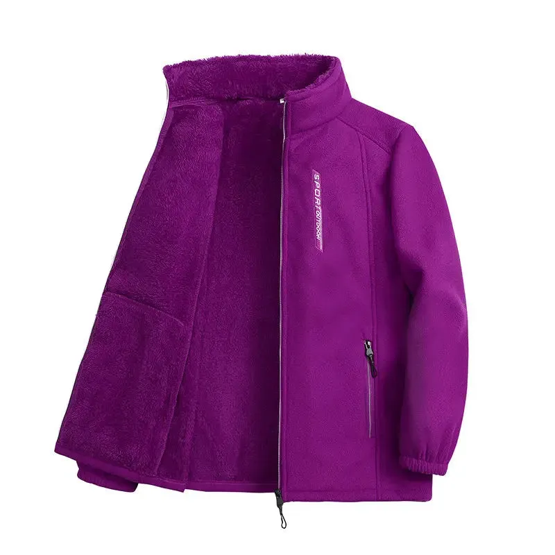 Trendy Winter Fleece Zip-Up Jacket with High Collar for Women