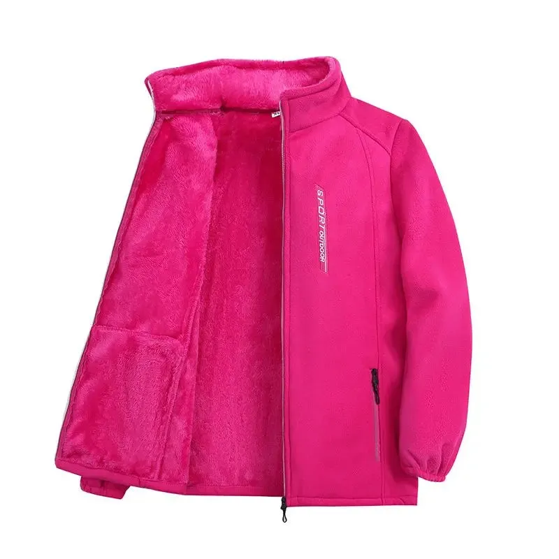 Trendy Winter Fleece Zip-Up Jacket with High Collar for Women