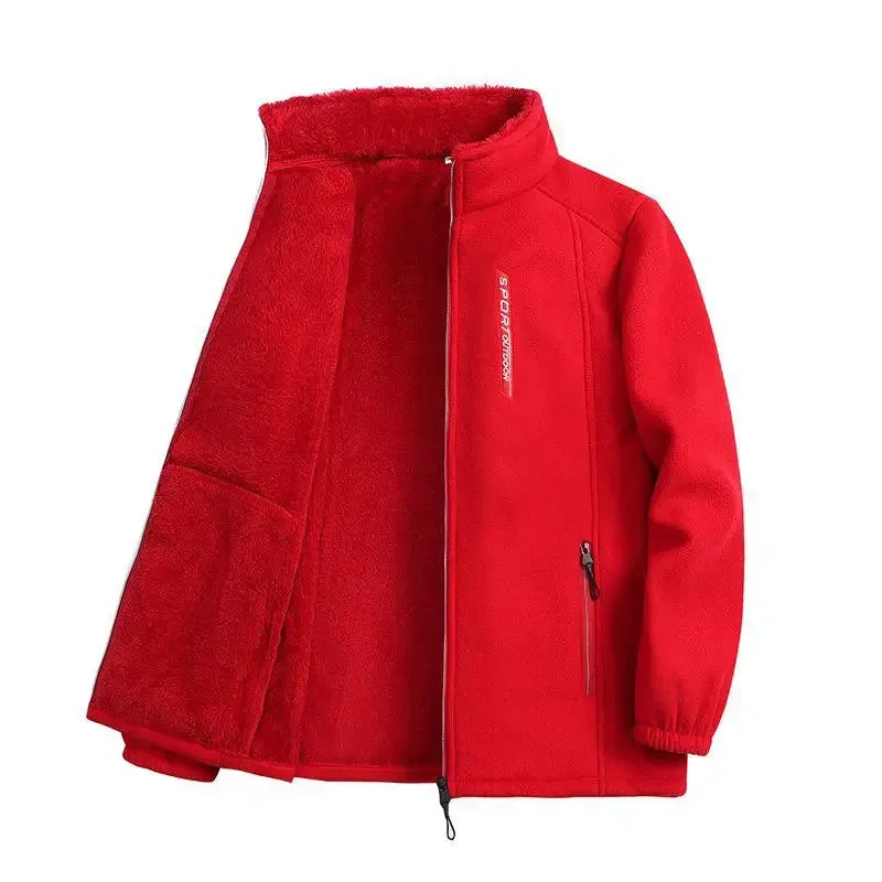 Trendy Winter Fleece Zip-Up Jacket with High Collar for Women