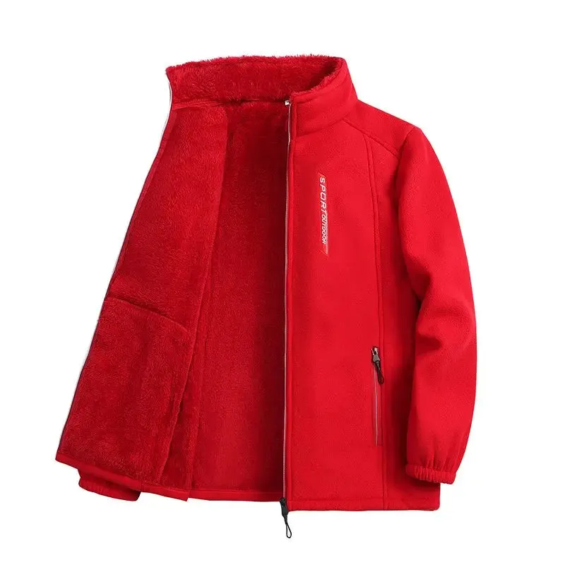 Trendy Winter Fleece Zip-Up Jacket with High Collar for Women