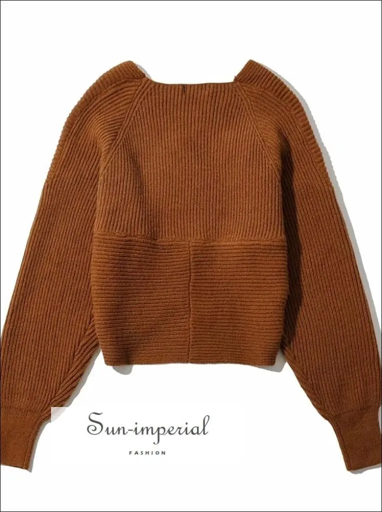 Women White Crossover front Chunky Knit Pullover Ribbed Sweater top