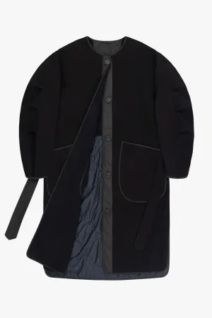 Wool Quilt Parka - Black / Navy