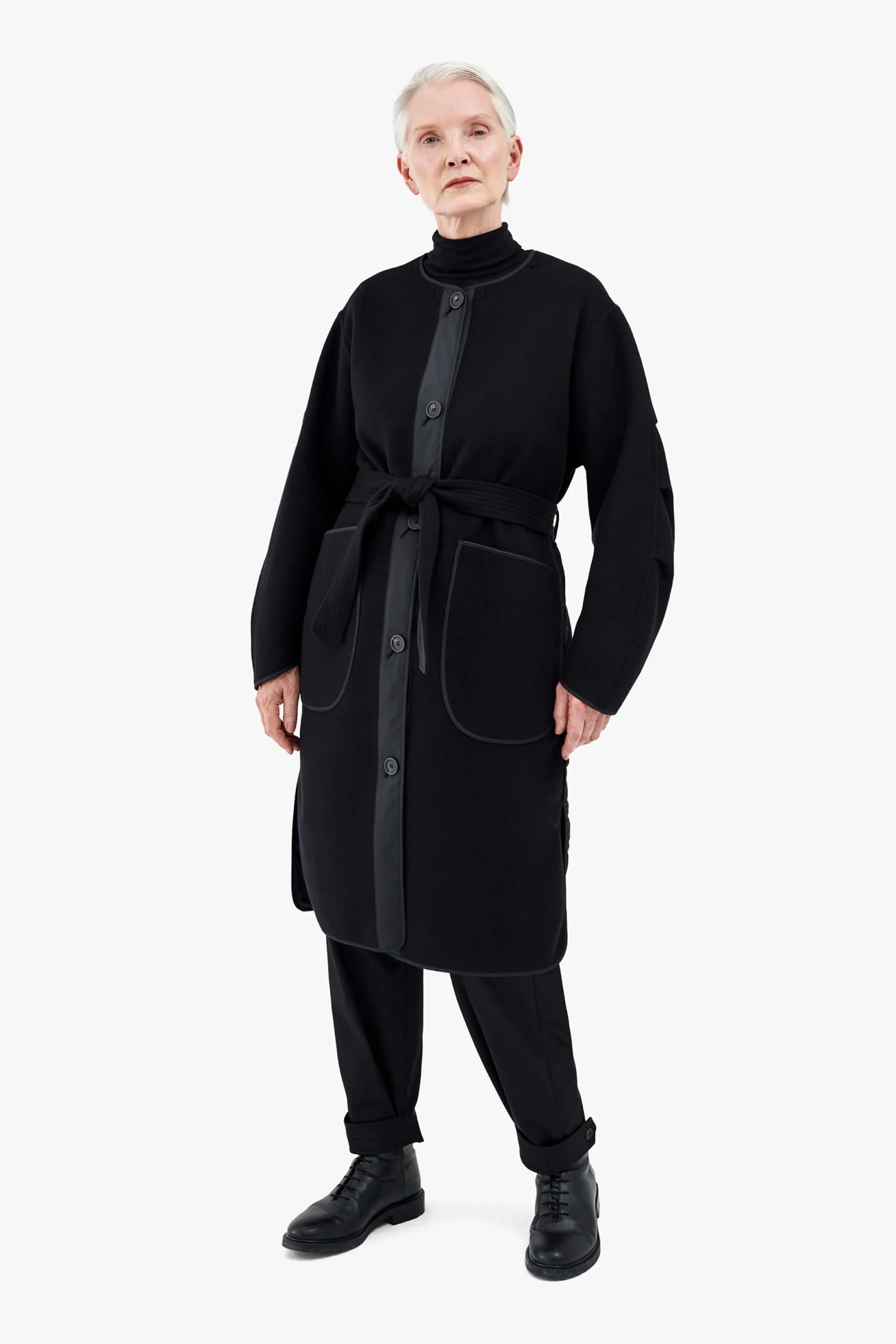 Wool Quilt Parka - Black / Navy
