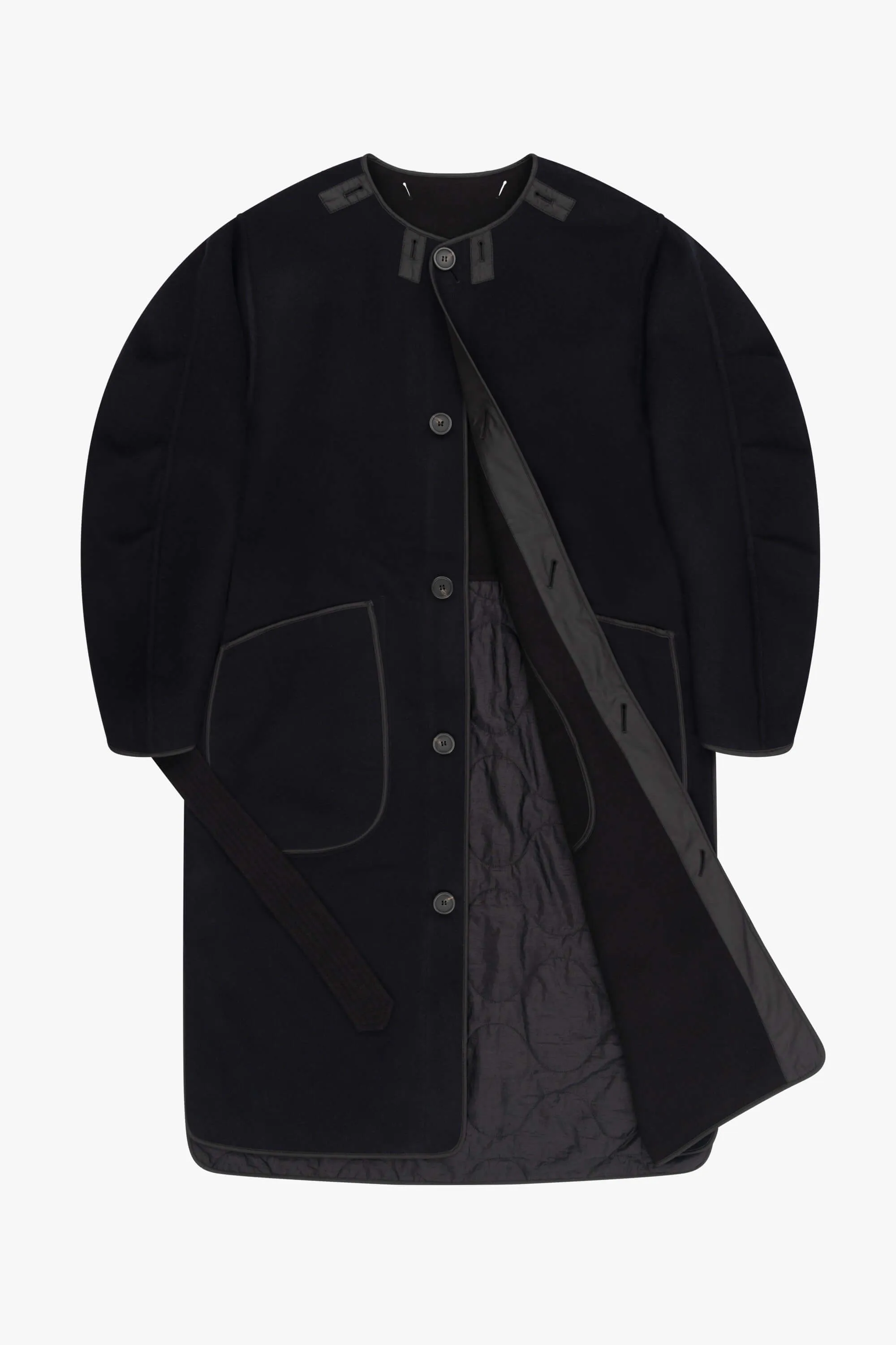 Wool Quilt Parka - Black / Navy